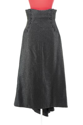Lot 9 - Black Wool and Bronze Metallic Woven Skirt,...