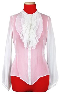 Lot 28 - White Silk Chiffon Blouse, 'Sarabande'...