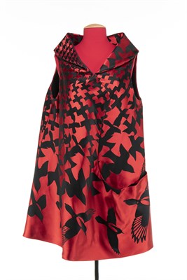 Lot 1 - Red and Black Jacquard Weave Tunic Dress,...
