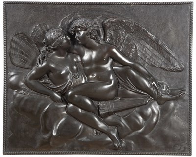 Lot 270 - Patinated Bronze Relief Plaque of Cupid and...