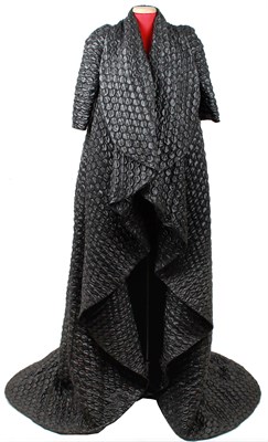 Lot 31 - Quilted Dark Gray Silk Blend Coat, 'Horn of...