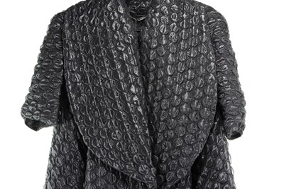 Lot 31 - Quilted Dark Gray Silk Blend Coat, 'Horn of...