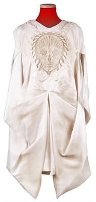 Lot 18 - Cream Silk and Lace Skull Dress, 'Natural...