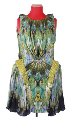 Lot 2 - Multi-Color Silk Moth Print Kaleidoscope Dress,...