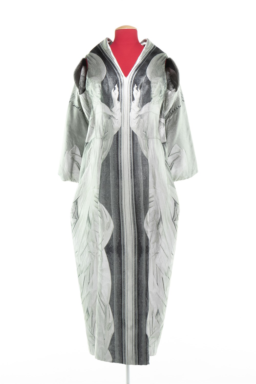 Lot 33 - Black and Gray Silk Gothic Print Gown, 'Angels...