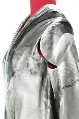 Lot 33 - Black and Gray Silk Gothic Print Gown, 'Angels...