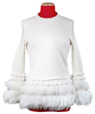 Lot 35 - Cream Cashmere and White Mink Tunic Cream...