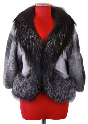 Lot 13 - Black and Silver Cross Mink Fur Jacket With...