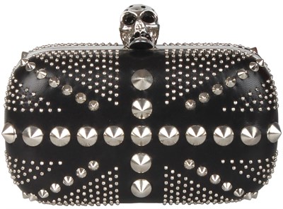 Lot 47 - Black Leather Studded 'Union Jack' Box Clutch...