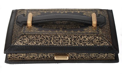 Lot 46 - Black and Gold Embossed Leather Box Clutch