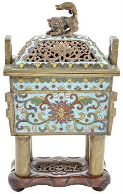 Lot 384 - A Chinese Cloisonné and Gilt Bronze Ding-Form...