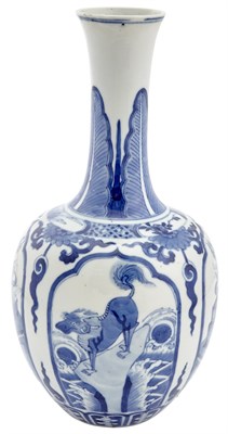 Lot 487 - A Chinese Blue and White Porcelain Bottle Vase...