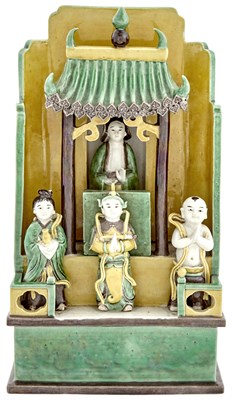 Lot 476 - A Chinese Sancai Glazed Porcelain Shrine Early...