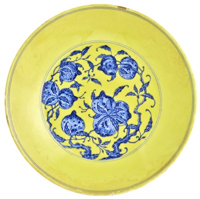 Lot 503 - A Chinese Yellow Glazed and Underglaze Blue...
