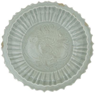 Lot 463 - A Chinese Barbed Rim Celadon Charger Ming...