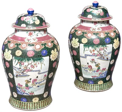 Lot 555 - A Large Pair of Chinese Enameled Porcelain...