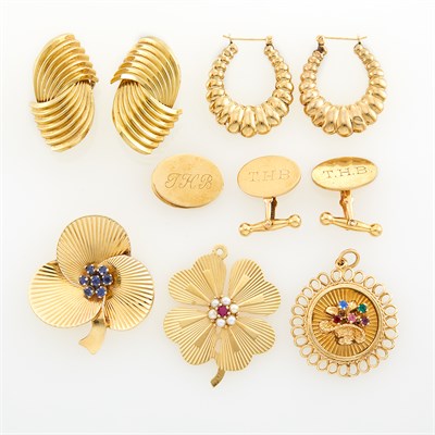Lot 1080 - Group of Gold Jewelry