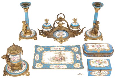 Lot 238 - Assembled Sevres Style Gilt-Metal Mounted...