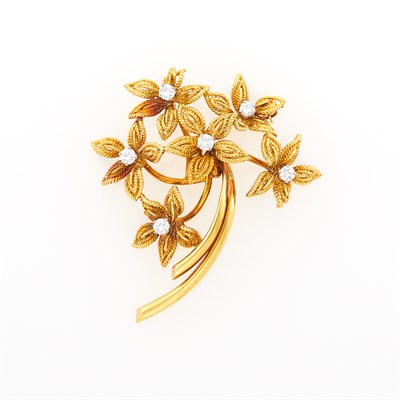 Lot 83 - Gold and Diamond Flower Brooch