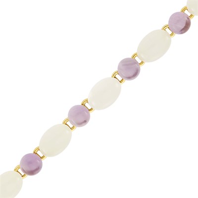 Lot 89 - Gold, Cabochon Amethyst and Chalcedony Bracelet