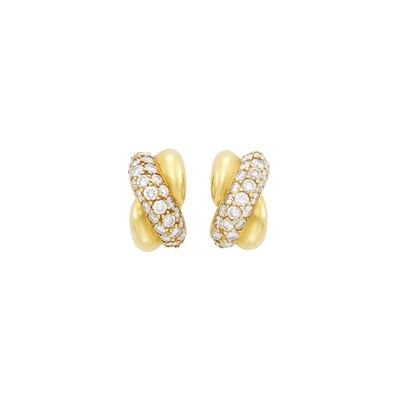 Lot 87 - Van Cleef & Arpels Pair of Gold and Diamond Earclips