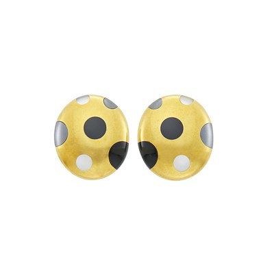 Lot 1 - Tiffany & Co. Pair of Gold, Black Jade and Mother-of Pearl Earclips