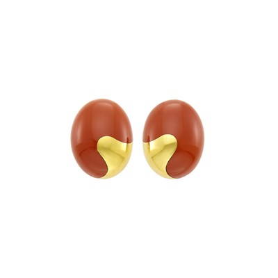 Lot 60 - Tiffany & Co. Pair of Gold and Jasper Earclips