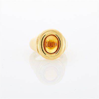Lot 2 - Poiray Gold and Cabochon Citrine Ring, France