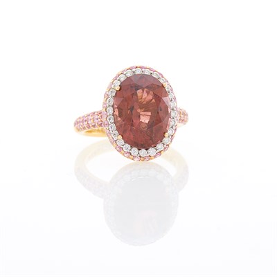 Lot 213 - Gold, Pink Tourmaline, Diamond and Pink Sapphire Ring