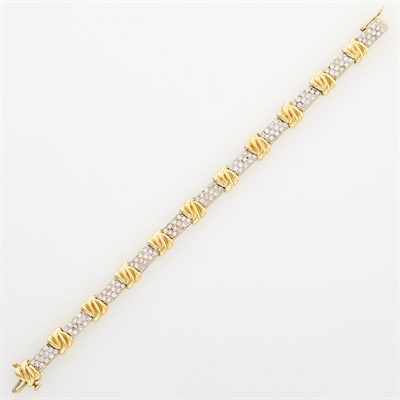 Lot 184 - Two-Color Gold and Diamond Bracelet