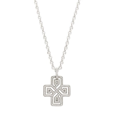 Lot 30 - Poiray White Gold and Diamond Pendant-Necklace, France