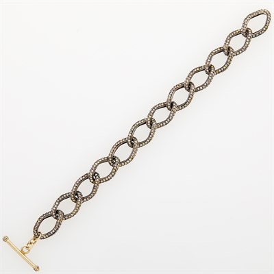 Lot 51 - Blackened Silver, Diamond and Colored Diamond Toggle Bracelet