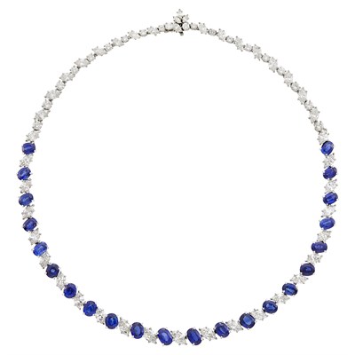 Lot 104 - Harry Winston Platinum, Sapphire and Diamond Necklace