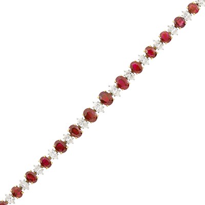 Lot 102 - Harry Winston Platinum, Gold, Ruby and Diamond Bracelet
