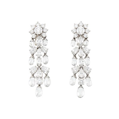 Lot 107 - Harry Winston Pair of Platinum and Diamond Pendant-Earclips