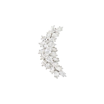 Lot 97 - Harry Winston Platinum and Diamond Cluster Crescent Brooch