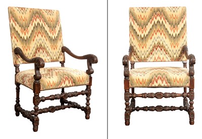 Lot 132 - Pair of Louis XIV Style Walnut and Rubelli...
