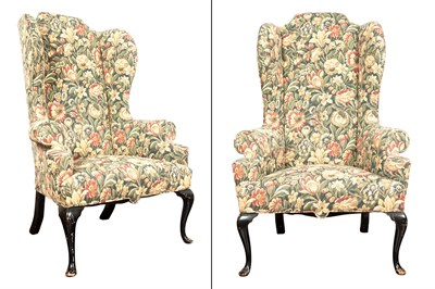 Lot 148 - Pair of Queen Anne Style Black-Painted and...