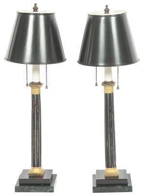Lot 129 - Pair of Ormolu and Painted Wood Candlestick...