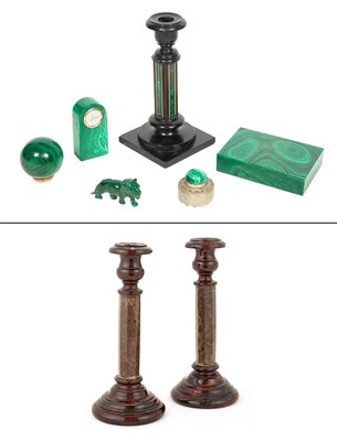 Lot 165 - Group of Malachite and Stone Table Articles...