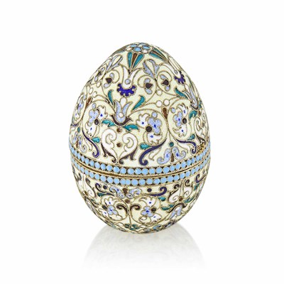 Lot 138 - Russian Silver-Gilt and Cloisonné Enamel Egg...