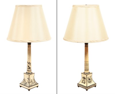 Lot 143 - Pair of Empire Style Tole-Peinte Columnar...