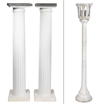 Lot 170 - Pair of White-Painted Pedestals Height 51 1/4...