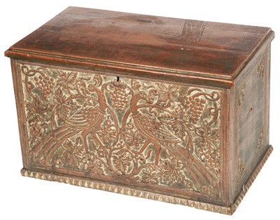 Lot 176 - Green-Stained Wood Chest The hinged...