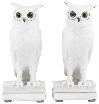 Lot 179 - Pair of Boehm Porcelain Owls Each on book form...