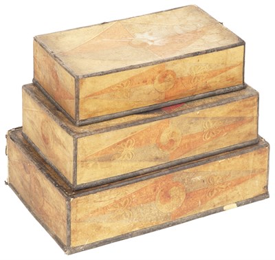 Lot 180 - Set of Three Faux-Painted Paper Boxes Height 5...