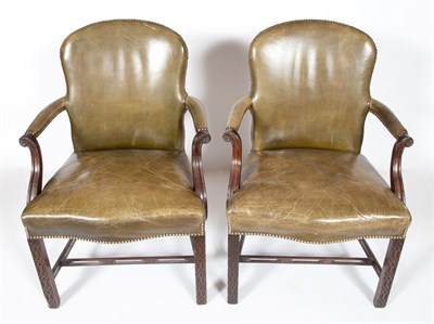 Lot 343 - Pair of George III Style Mahogany and Green...