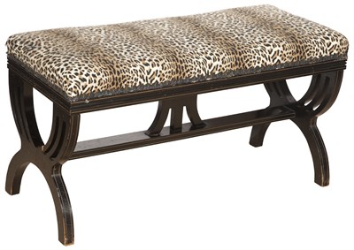 Lot 370 - Neoclassical Style Black-Painted Bench The...