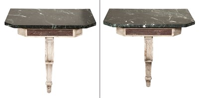 Lot 372 - Pair of Neoclassical Style Painted Consoles...