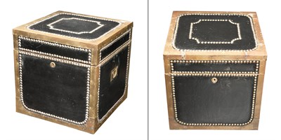Lot 192 - Pair of Black Leather-Covered and Brass...